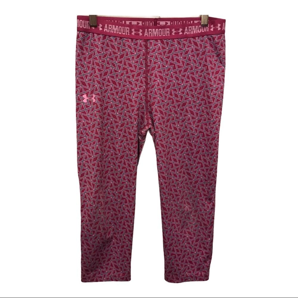 UA Under Armour Pink Geometric Print Capri Pants Medium Leggings